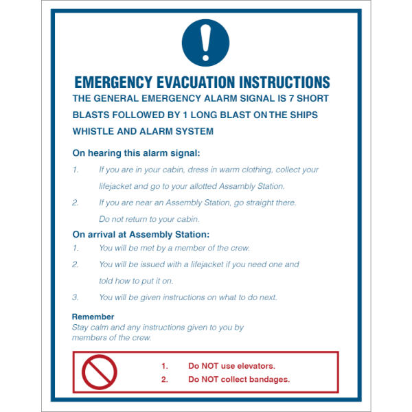 Mandatory sign - Emergency evacuation instructions 