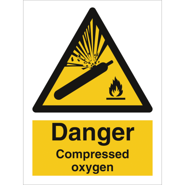 Hazard & Warning sign - Danger Compressed oxygen 