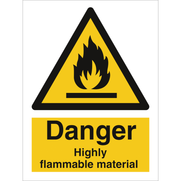 Hazard & Warning sign - Danger Highly flammable material 