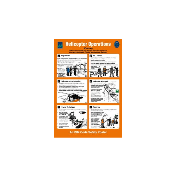Helicoptor operations winching IMO skylt - Självhäftande vinyl 475 x 330 mm