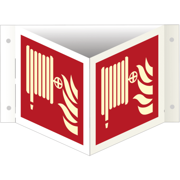 Fire hose reel IMO skylt - Efterlysande Alu HI300 200 x 200 mm