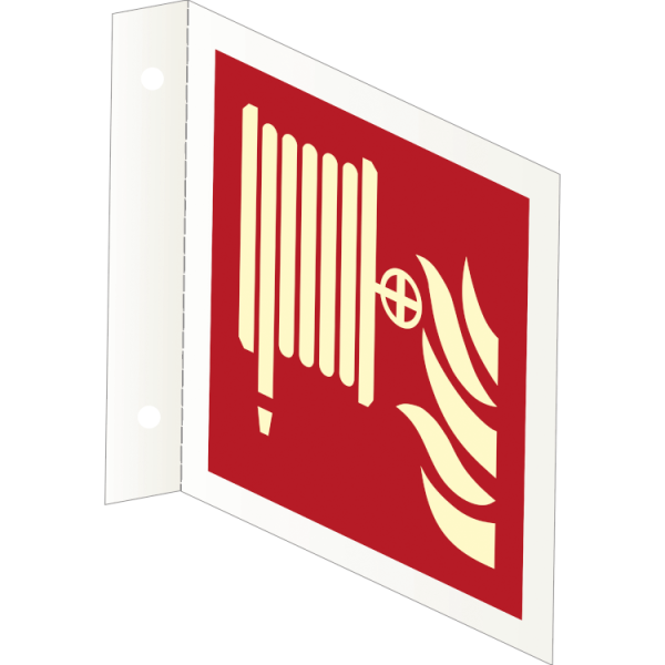 Fire hose reel IMO skylt - Efterlysande Alu HI300 200 x 200 mm