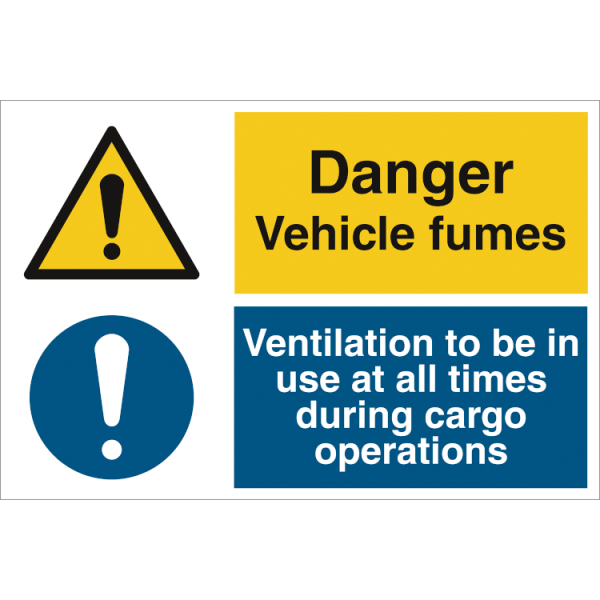 Combi sign - Danger Vehicle fumes 