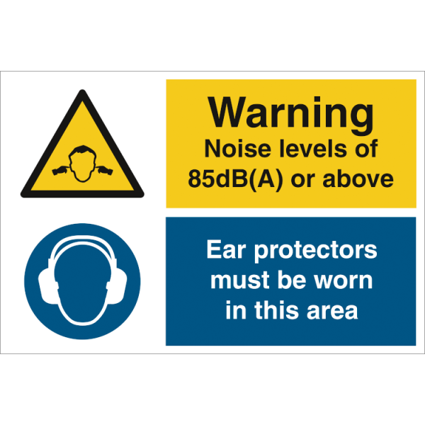 Combi sign - Warning Noise levels of 85 dB 