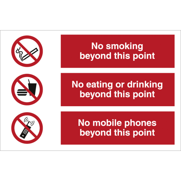 Combi sign - No smoking - No eating - No mobile phones 