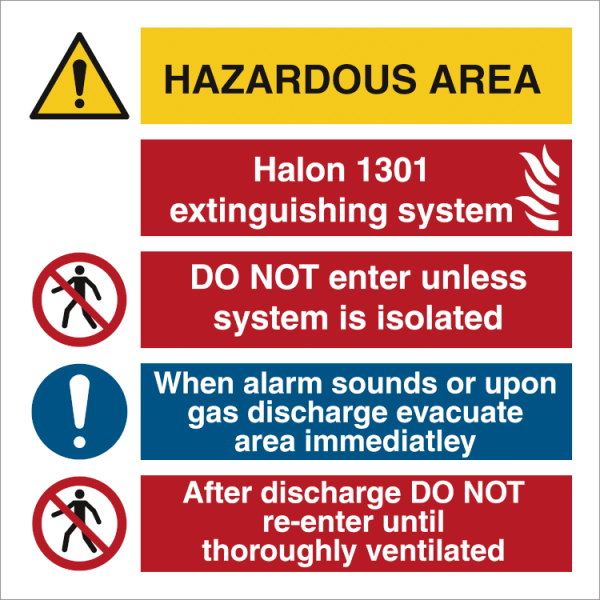 Combi sign - Hazardous area Halon 1301 