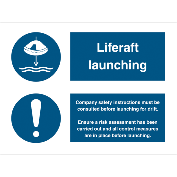 Mandatory sign - Liferaft launching procedure