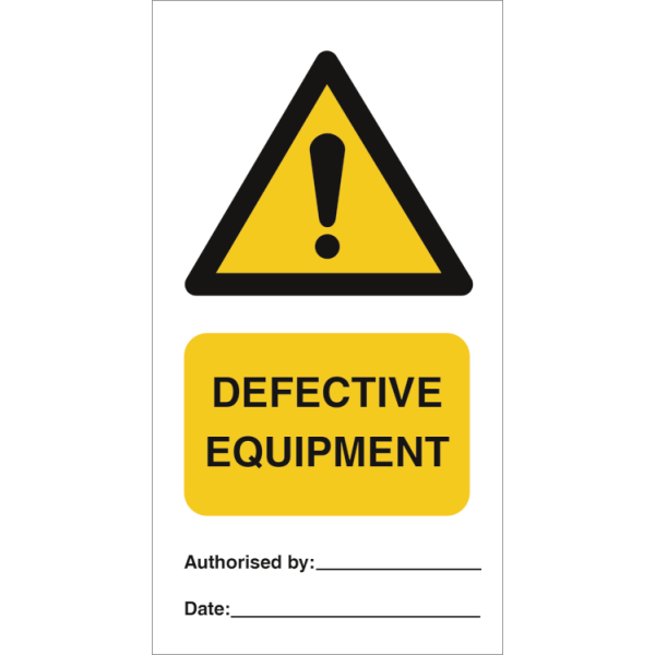 Defective equipment (pk. a´· 10 stk.) IMO skylt - 0.2 mm rigid 140 x 75 mm