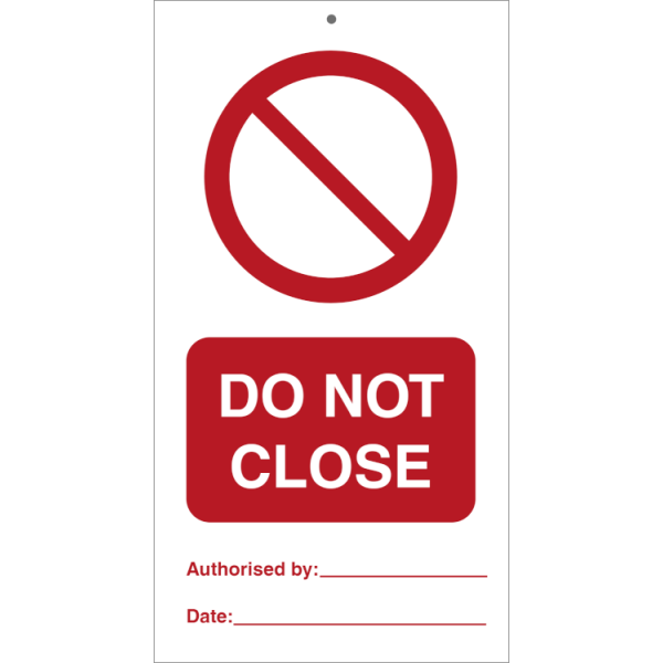 Do not close (pk. a´· 10 stk.) IMO skylt - 0.2 mm rigid 140 x 75 mm