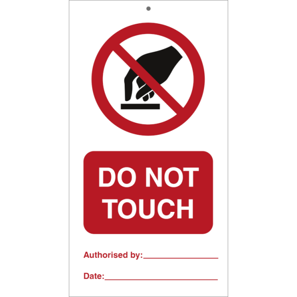 Do not touch (pk. a´· 10 stk.) IMO skylt - 0.2 mm rigid 140 x 75 mm