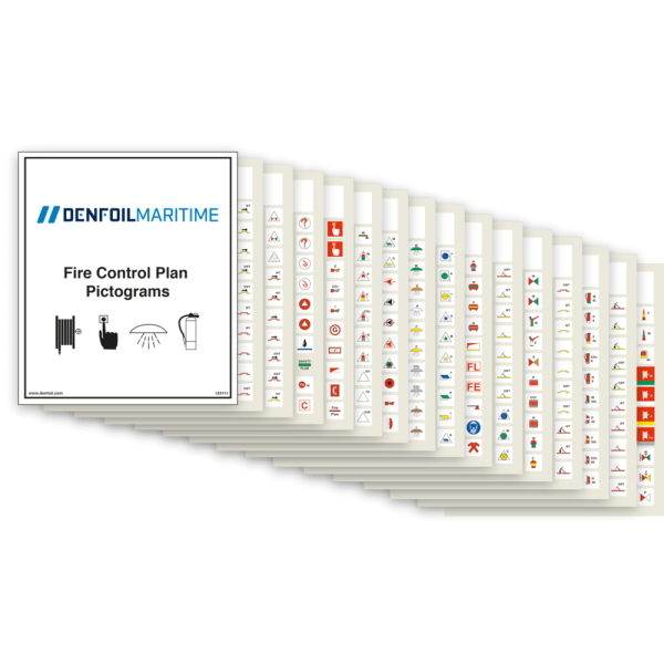 Fire control symbols booklet 10mm IMO skylt - Självhäftande vinyl 10 x 10 mm