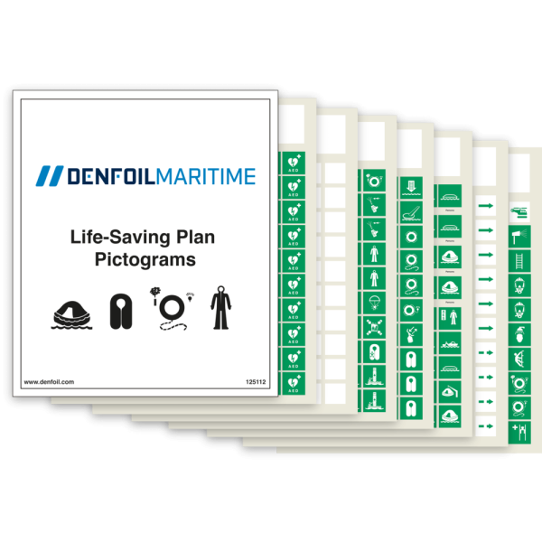 Life saving appliance symbols 10mm IMO skylt - Självhäftande vinyl 10 x 10 mm