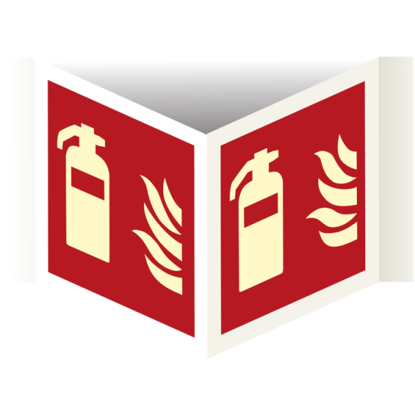 Brandsläckare vinkelskylt 150 x 150 mm