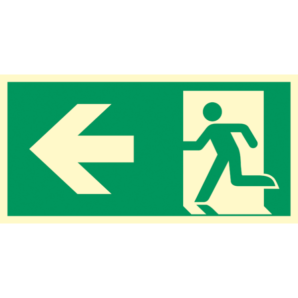 Utrymningsväg vänster utrymningsskylt - ISO 7010