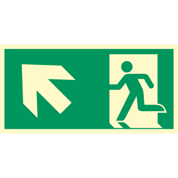 Utrymningsväg rakt fram vänster utrymningsskylt - ISO 7010