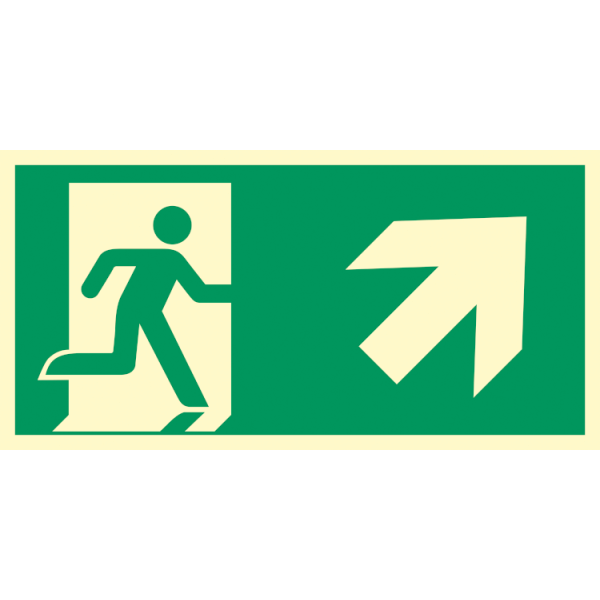 Utrymningsväg rakt fram höger utrymningsskylt - ISO 7010