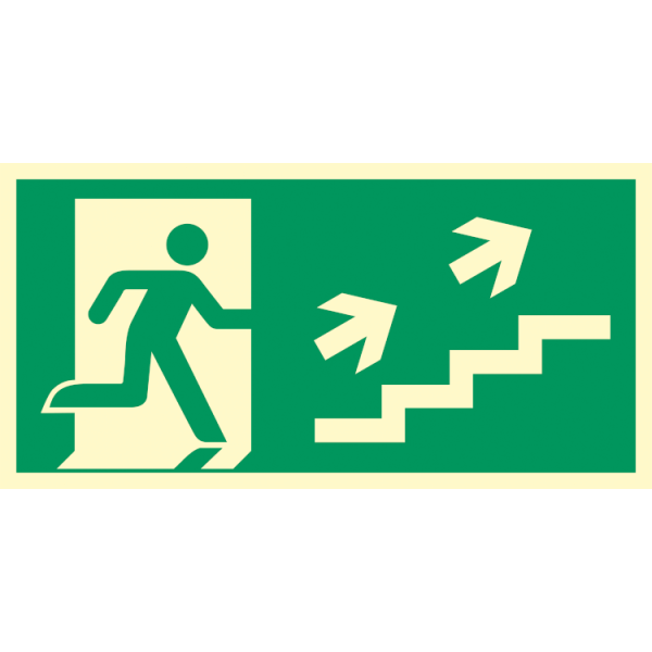 Utrymningsväg trappa upp höger utrymningsskylt - ISO 7010