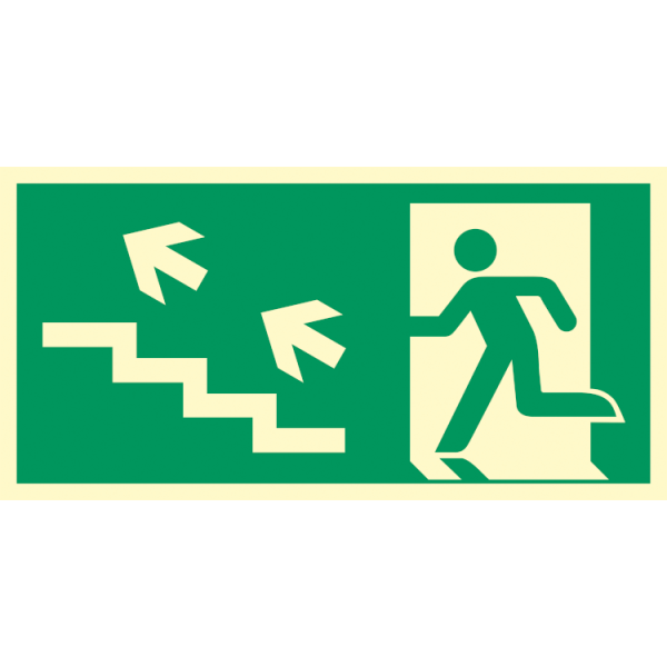 Utrymningsväg trappa upp vänster utrymningsskylt - ISO 7010