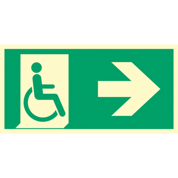 Utrymningsväg funktionsnedsättning höger  utrymningsskylt - ISO 7010