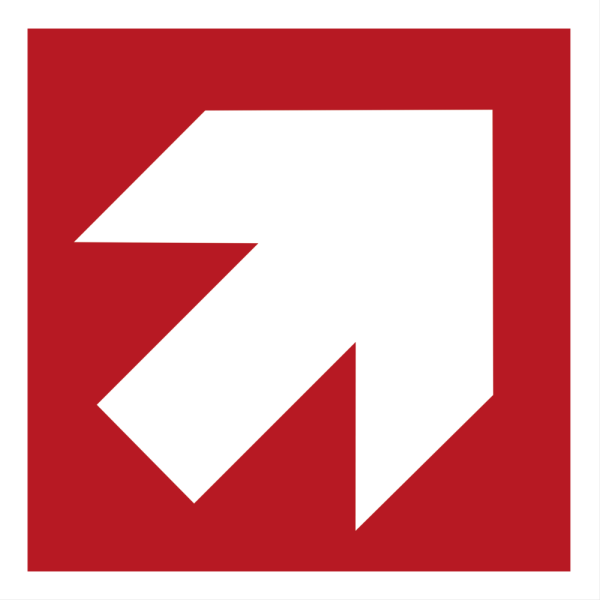 Brandpil (vändbar) brandskylt - ISO 7010