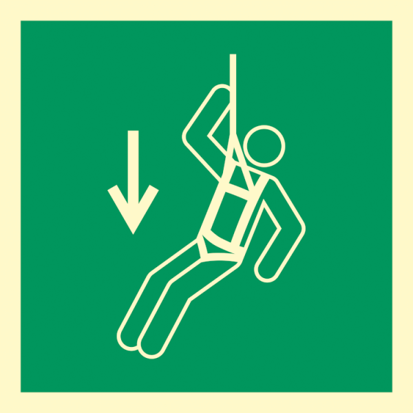 Nödnedfirningsutrustning - Nödskylt - ISO 7010: E073