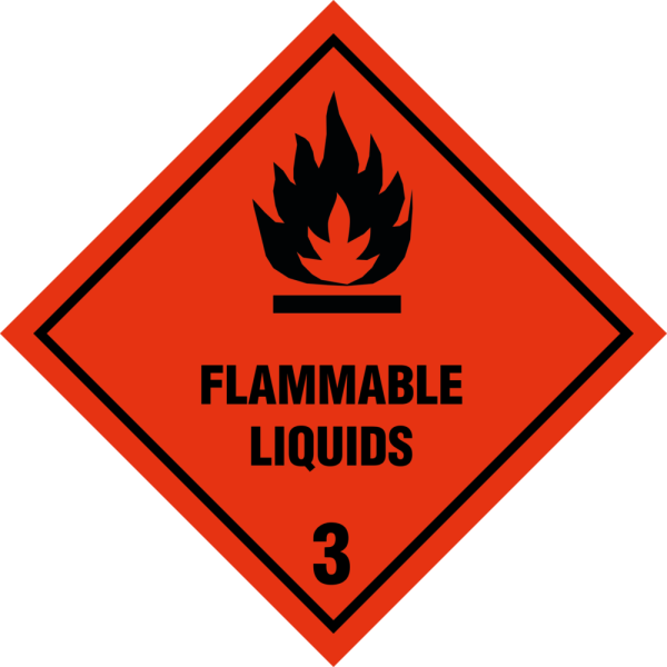Flammable Liquid kl. 3 fareseddel