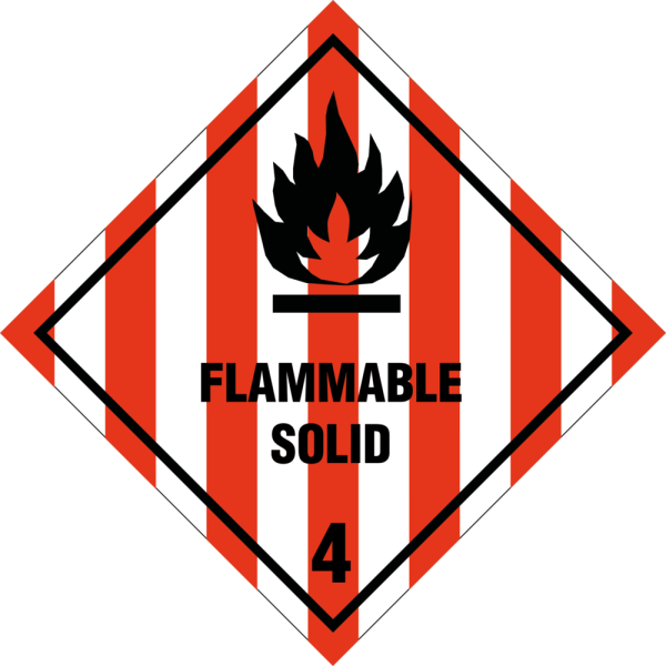 Flammable Solid kl.4 fareseddel
