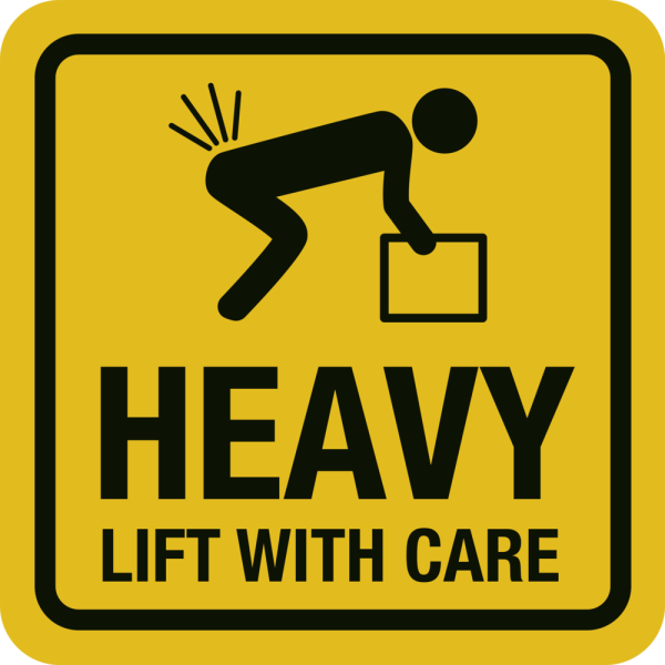 HEAVY - Lift with care-etikett - 250 st. rulle - 100 x 100 mm