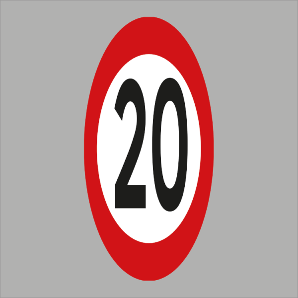 Oval hastighetsskylt C55 20 km - PREMARK termoplast för asfalt