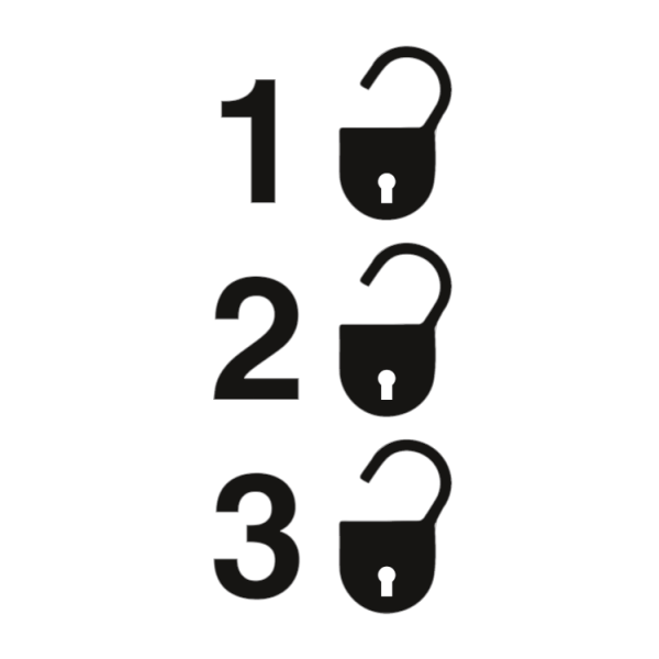 Lock status all security levels unlocked IMO skylt - Speciel vinyl 50 x 25 mm