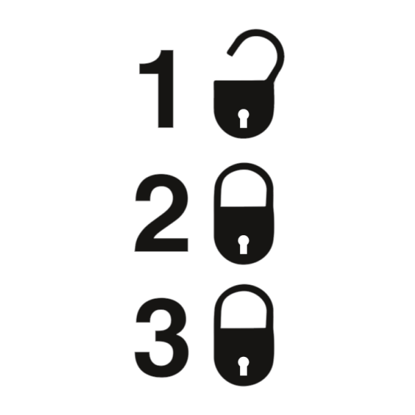 Lock status security levels 1 unlocked IMO skylt - Speciel vinyl 50 x 25 mm