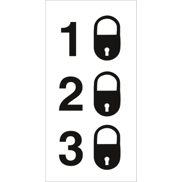Lock status all security levels locked IMO skylt - Speciel vinyl 50 x 25 mm