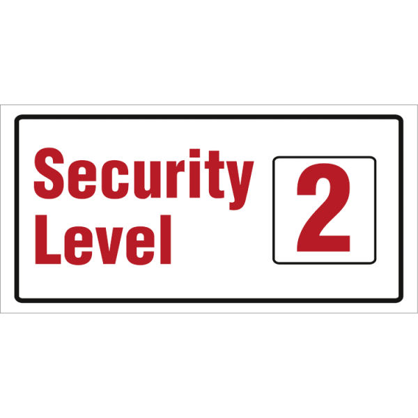 Security level 2 IMO skylt - Plast 150 x 300 mm