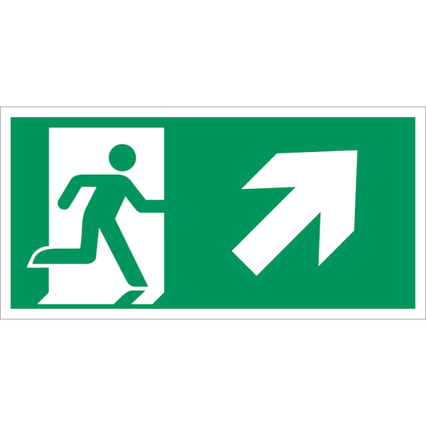 Escape route upstairs right IMO skylt - Klar vinyl 50 x 100 mm