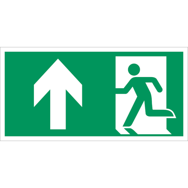 Escape route forward left IMO skylt - Klar vinyl 50 x 100 mm