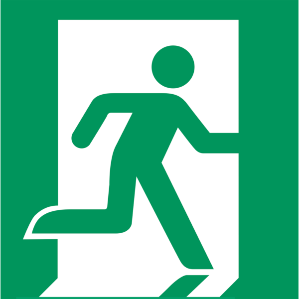 Emergency exit right IMO skylt - Klar vinyl 50 x 50 mm