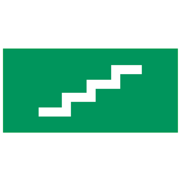 Emergency stairs left IMO skylt - Klar vinyl 50 x 100 mm