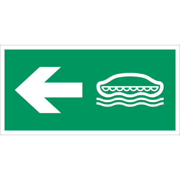 Lifeboat left IMO skylt - Klar vinyl 50 x 100 mm