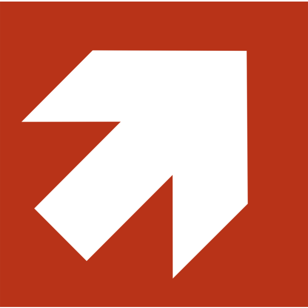 Fire arrow to the corner IMO skylt - Klar vinyl 50 x 50 mm