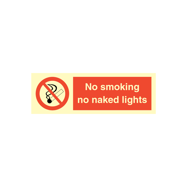 Prohibition sign - No smoking no naked lights 