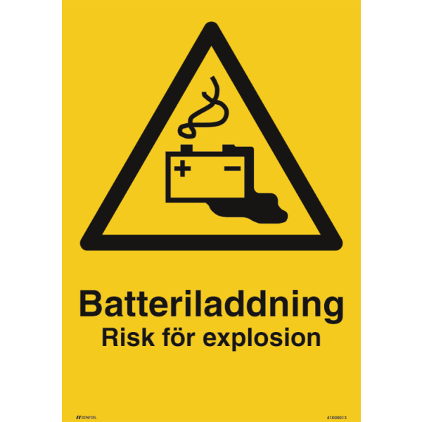 Batteriladdning Risk för explosion varningsskylt - ISO 7010