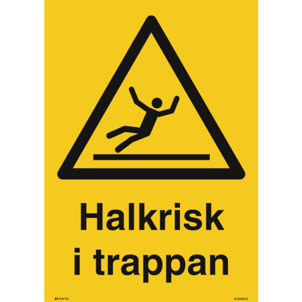 Halkrisk i trappan varningsskylt - ISO 7010