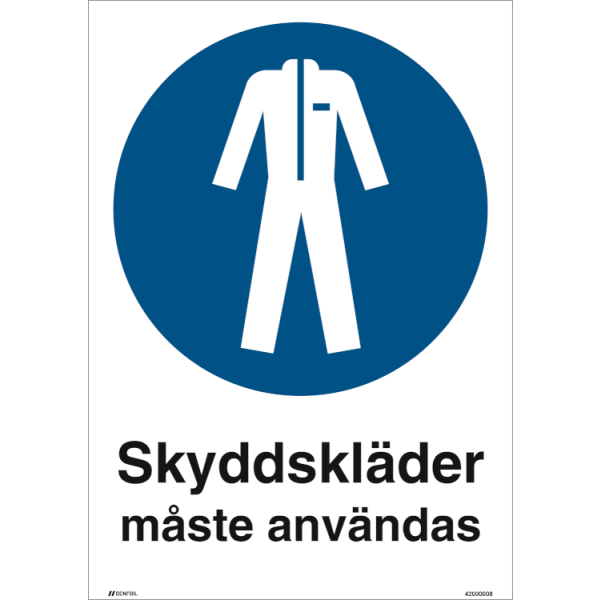 Skyddskläder måste användas påbudsskylt - ISO 7010