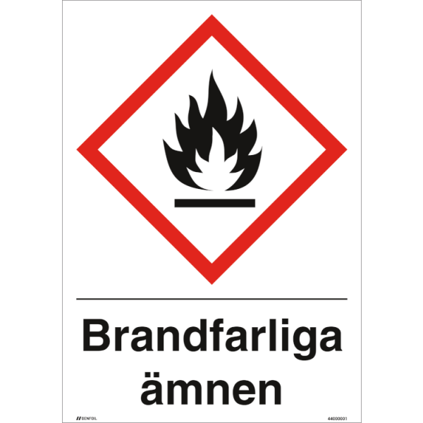 Brandfarliga ämnen GHS skylt