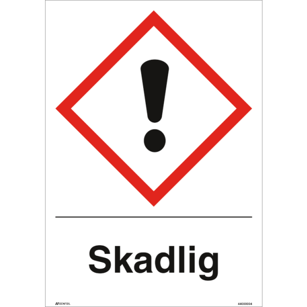 Skadlig GHS skylt
