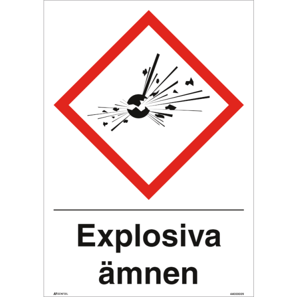 Explosiva ämnen GHS skylt