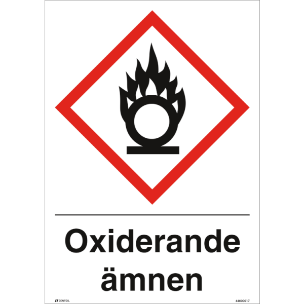 Oxiderande ämnen GHS skylt
