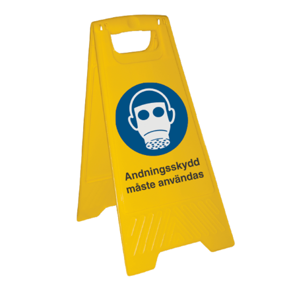 Golvskylt Andningsskydd måste användas - Plast 600 x 300 mm 