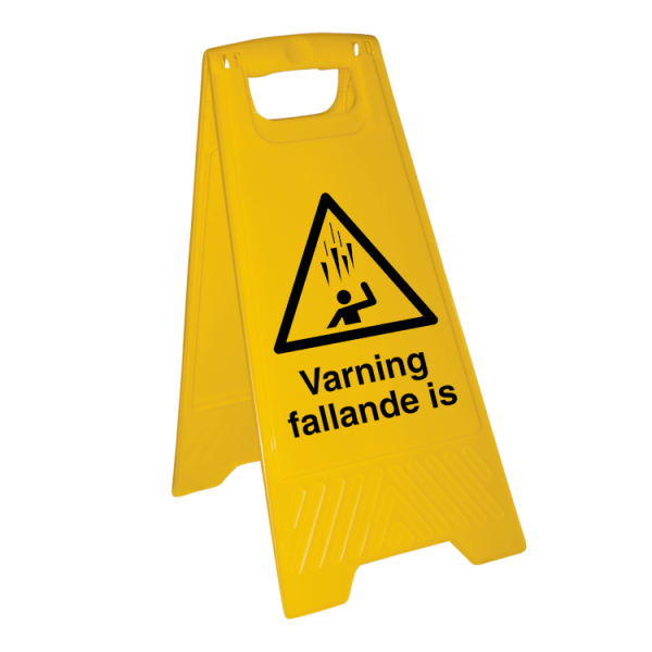 Golvskylt Varning fallande is - Plast 600 x 300 mm
