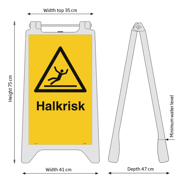 Fristående utomhusskylt Halkrisk – reflekterande plast 750 x 410 mm